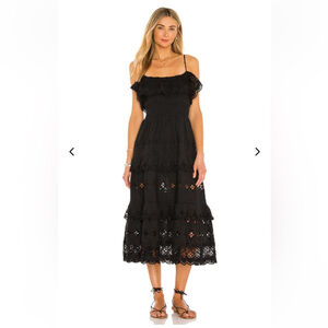 Lovers & friends eyelet embroidered DALLAS MIDI DRESS tierred revolve